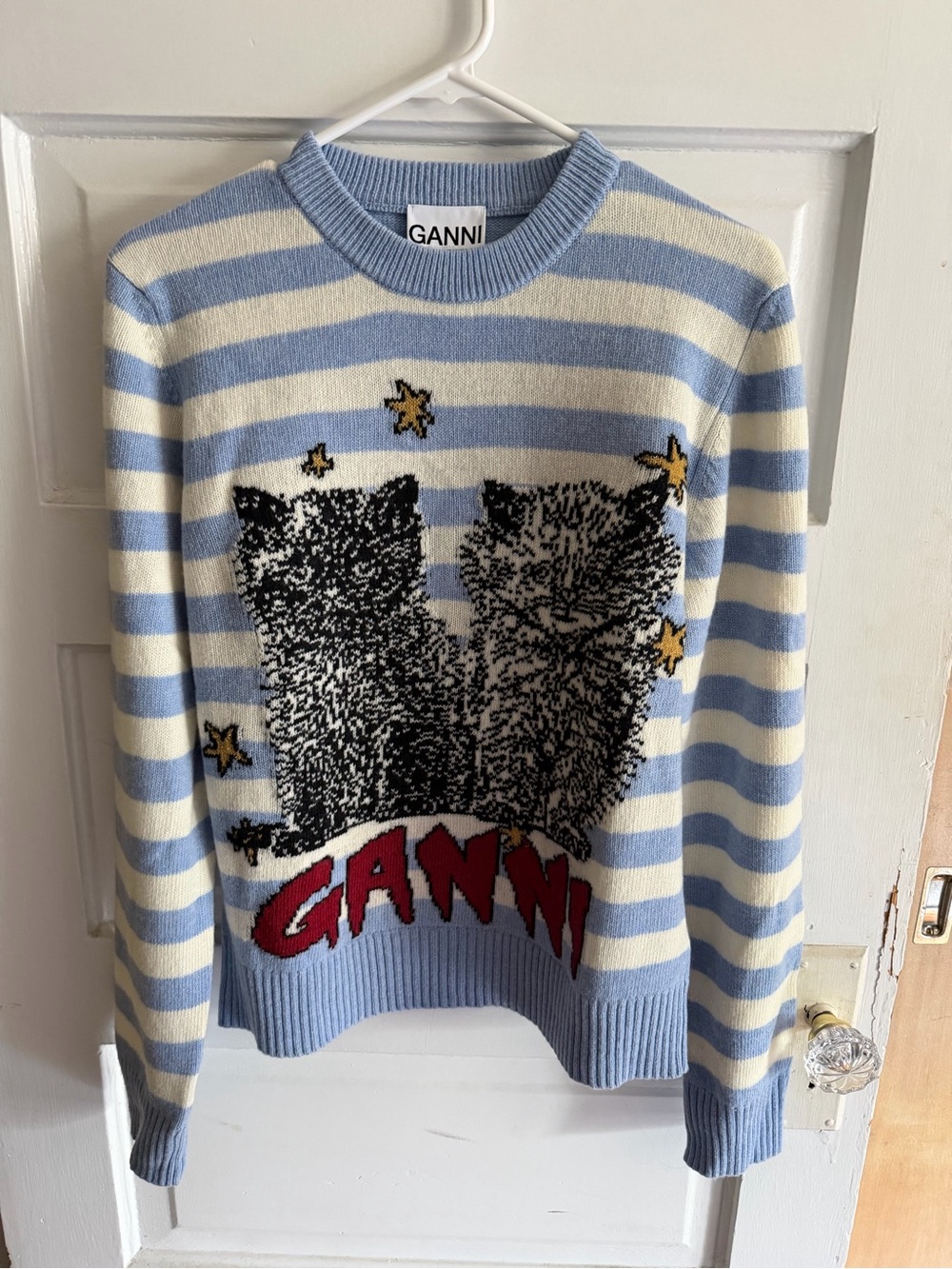 Ganni Striped Knit Cat Sweater